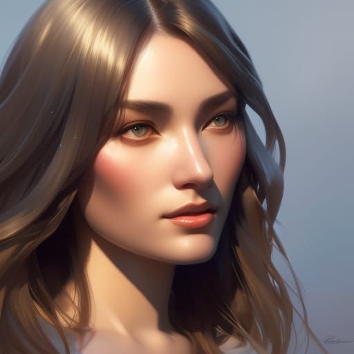 Detailed Portrait in Art Nouveau Style