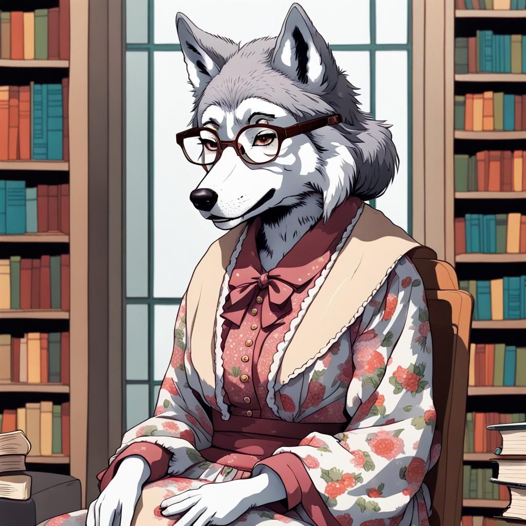 Wolf Granny Reads at the Library: Manga Style
