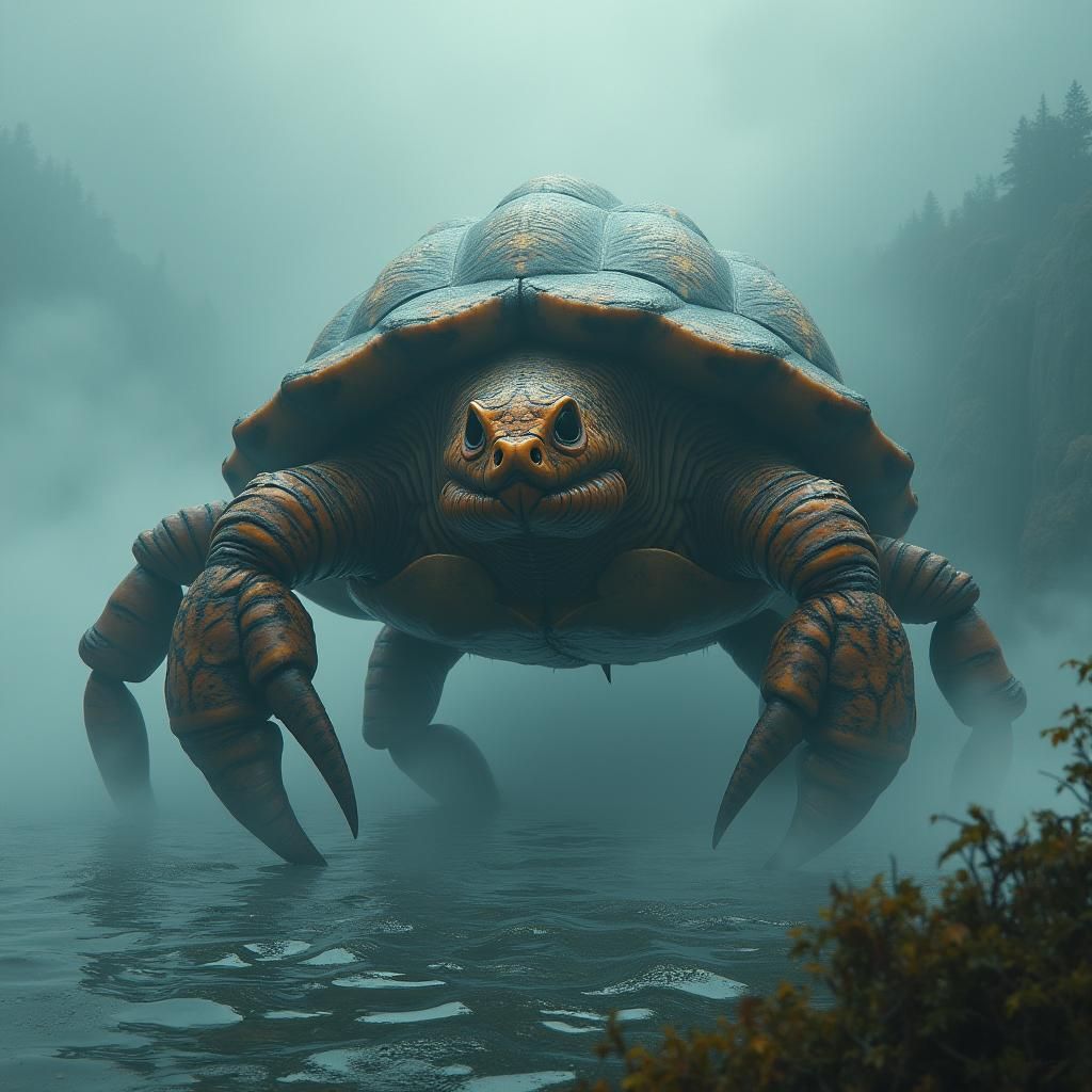 Colossal Crab-Scorpion-Turtle Fusion Emerges from Swarm Lake