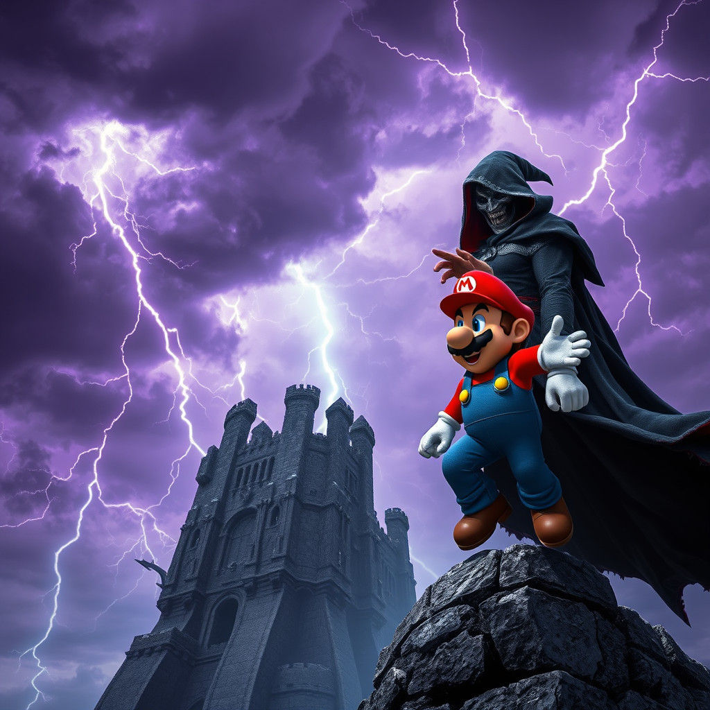 Dark Sorcerer vs Super Mario in Electric Storm