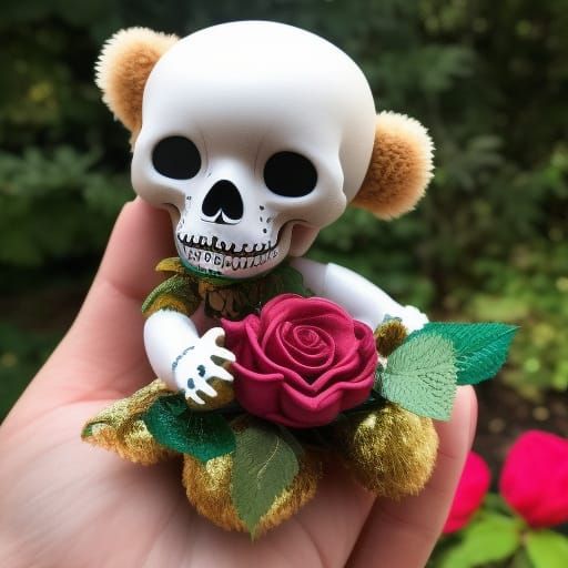 Eerie Cute Baby Skeleton with Bear Toy
