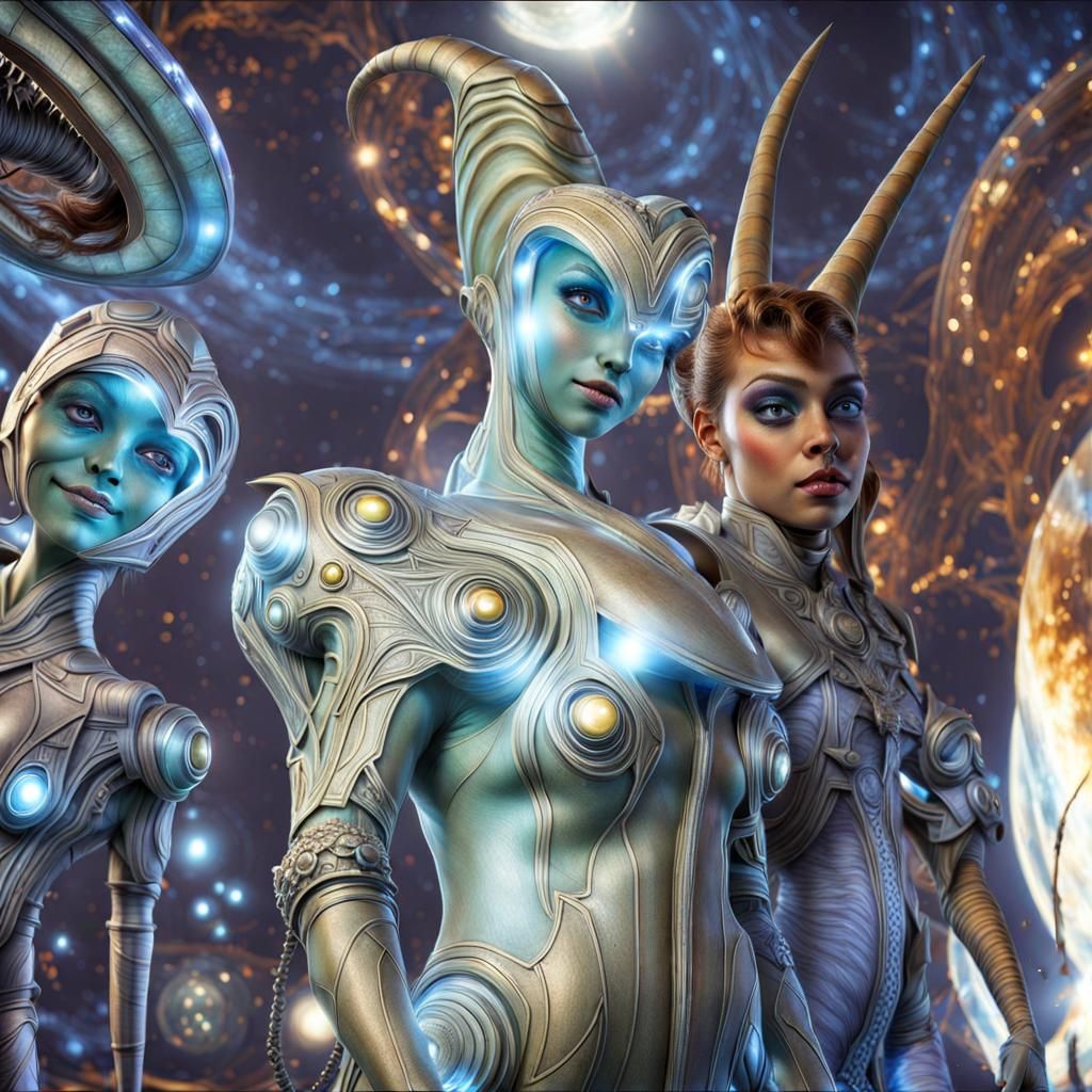 Photorealistic Aliens in Exotic Fashion: Hyperrealistic Digi...