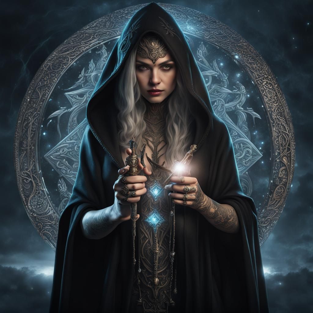 Powerful Lady Wizard with Crystalline Staff