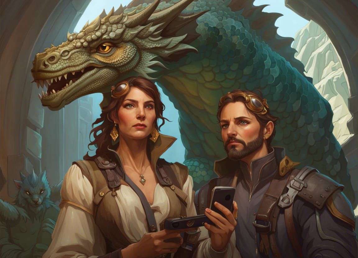 Archaeologist's Dragon Selfie: Hyperdetailed Digital Art