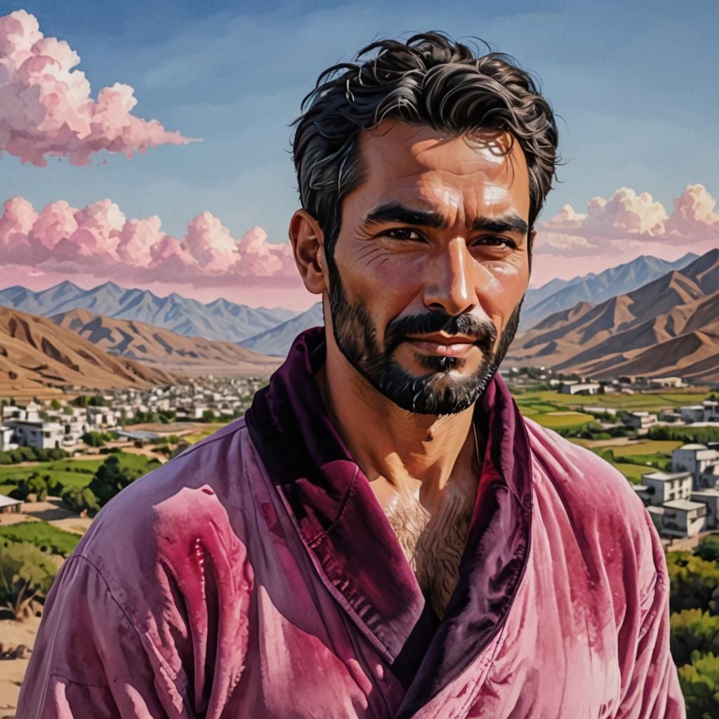 Hirsute Man in Velvet Robe, Alcohol Ink Digital Art