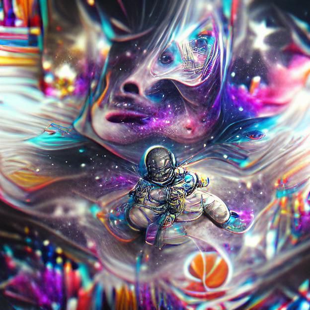 Astronaut in Space: Holographic Cosmic Illustration