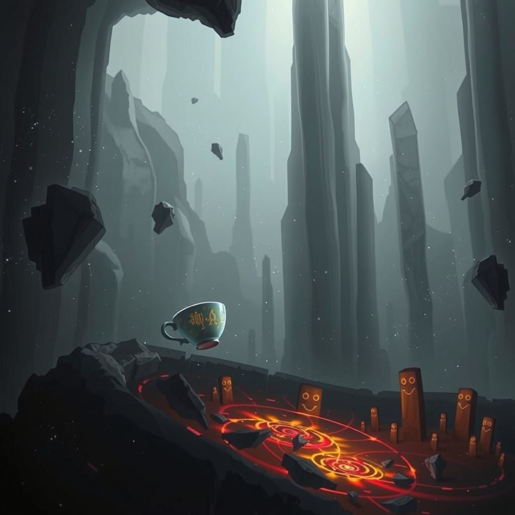 Cosmic Teacup Amidst Swirling Nebula