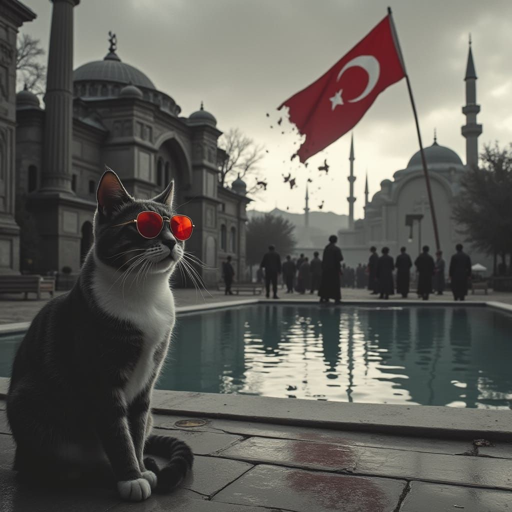 Cat in Sunglasses Observes Ottoman Caliphate Collapse