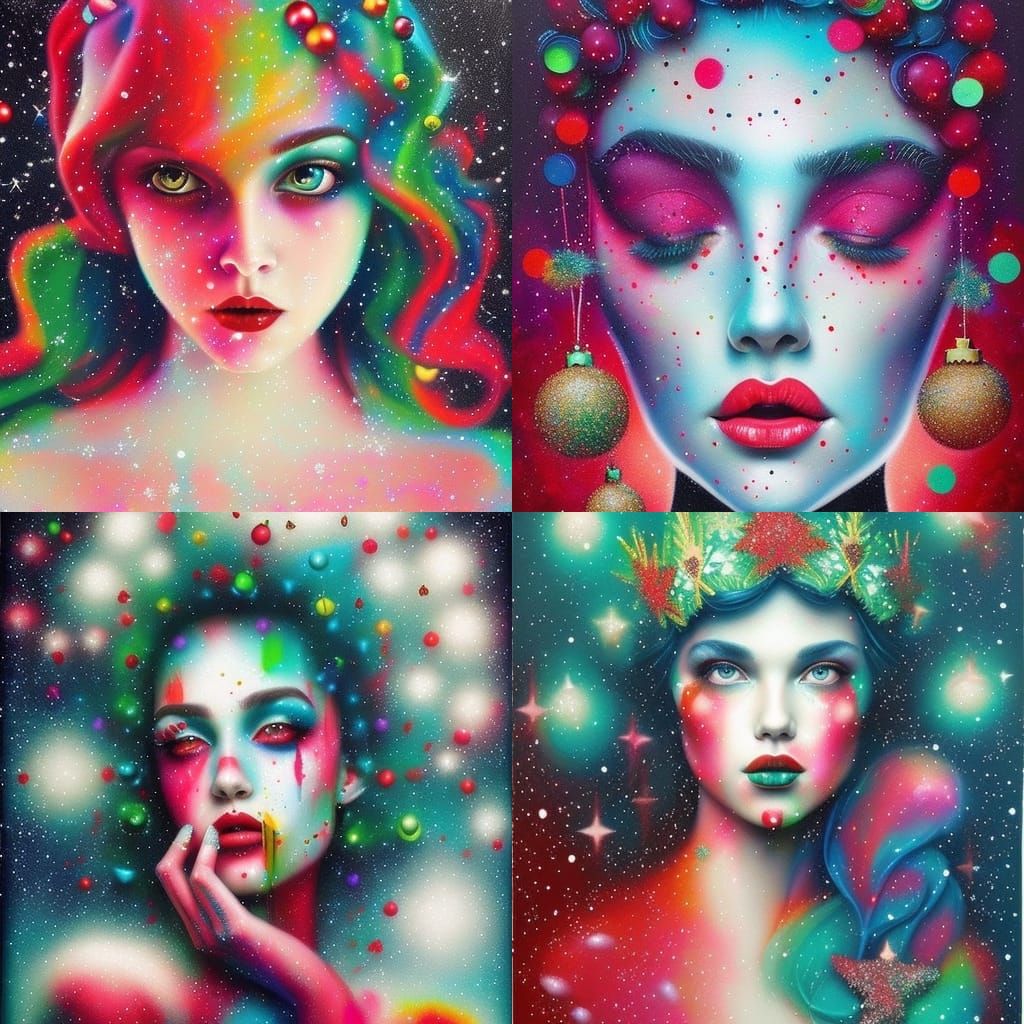 Christmas Queen in Chillwave Crayon Art