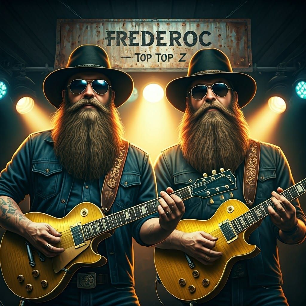 Guitarists with Golden Guitars in Dramatic Lighting