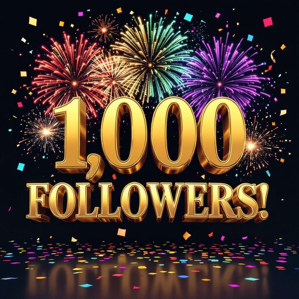 Festive 1,000 Followers Celebration with Fireworks