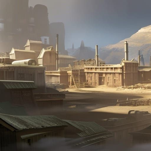 Eerie Ghost Town Concept Art in 8K