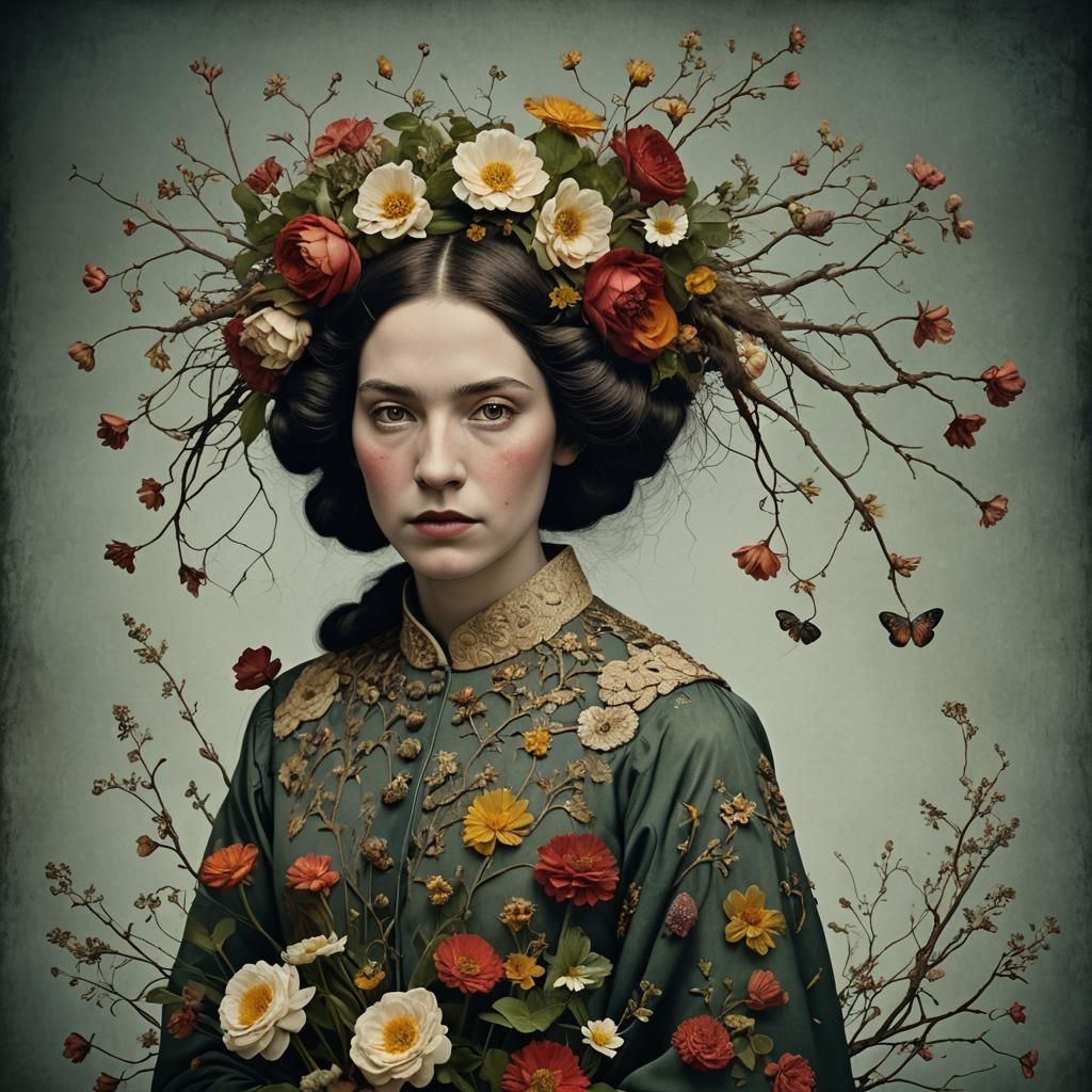 Woman with Flowers: Digital Matte Painting