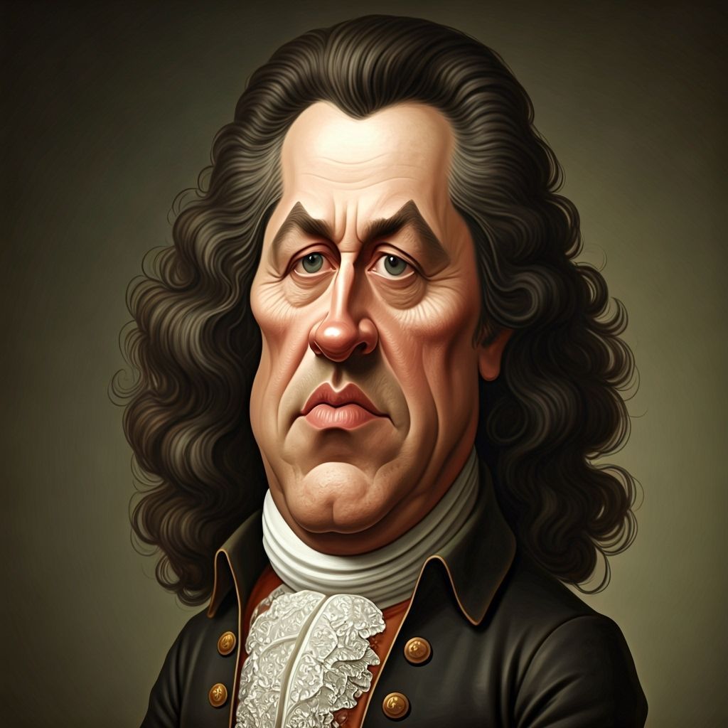 Caricature of Historical Figure With Oversized Features