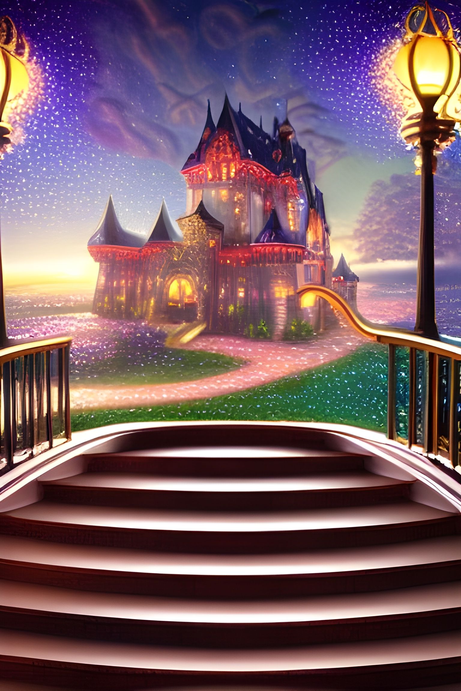 Enchanted Castle: Crystalline Slipper in Art Nouveau Style
