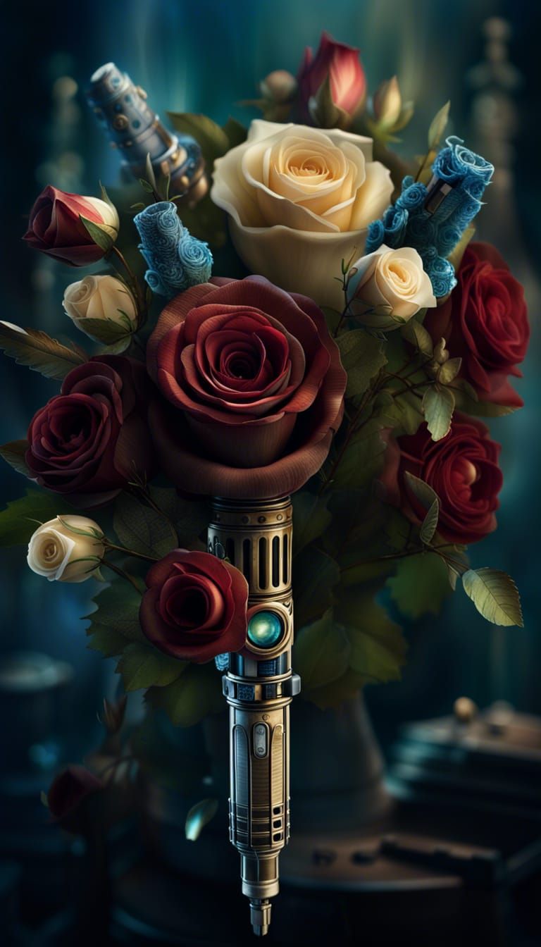 Sonic Screwdriver Bouquet in Detailed Digital Painting