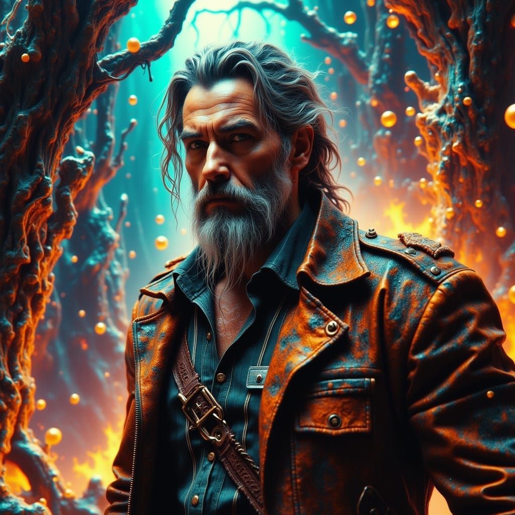 <lora:Chemical Burn:1.0> middle-aged man with piercing brown eyes