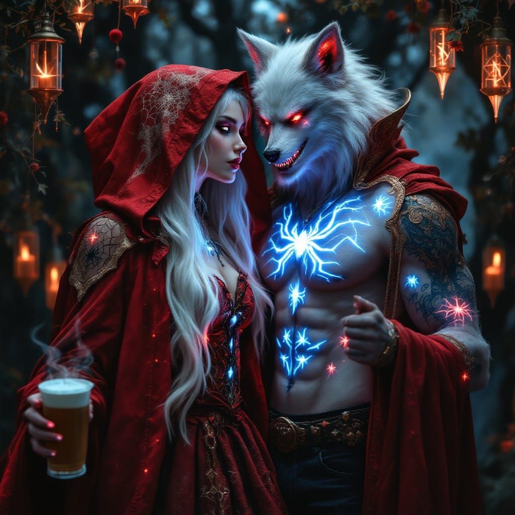 Gothic Red Riding Hood and the Big Bad Wolf in a Dark Fantas...