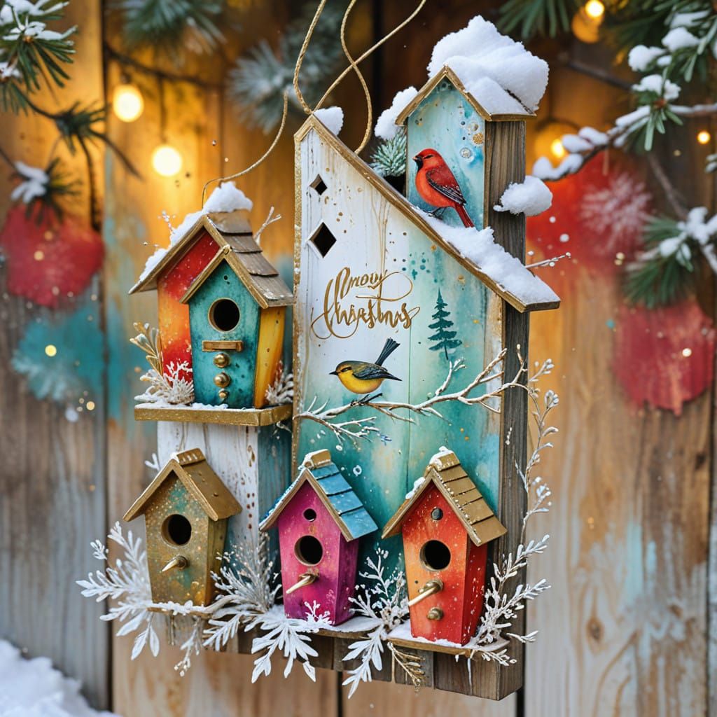 Vibrant Winter Wonderland Watercolor Artwork