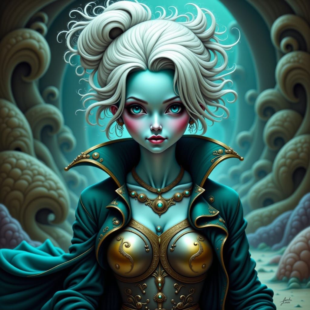 Air Genasi Pirate Woman in Bold Fantasy Art Style