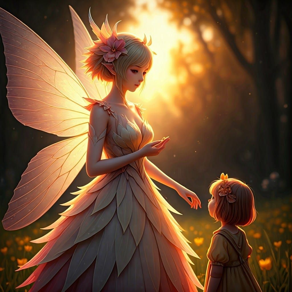 Fairy and Girl in Dreamlike Anime Art