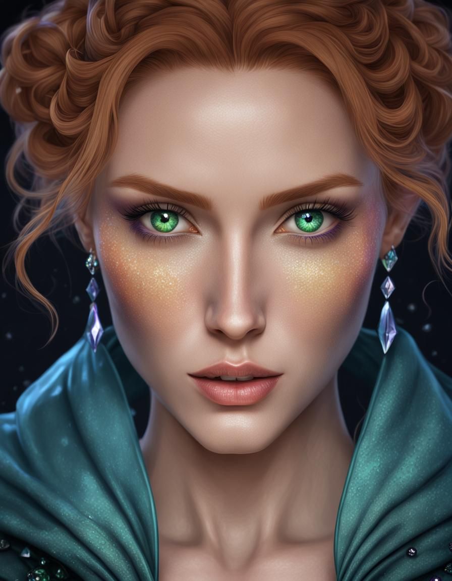 Gothic Woman with Green Eyes, Dark Fantasy Art