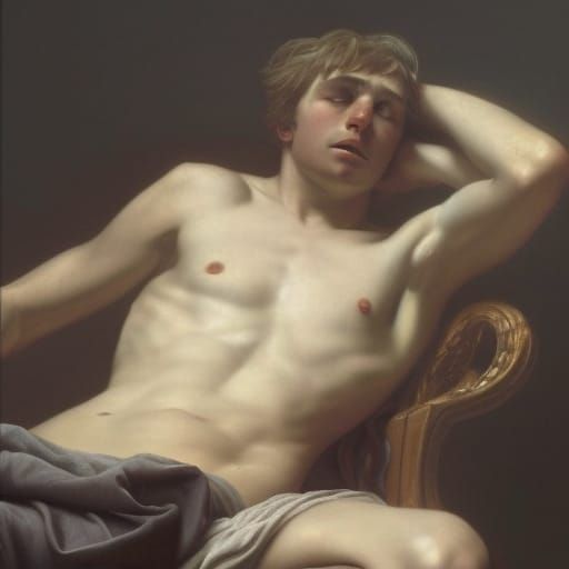 Lying on an armchair