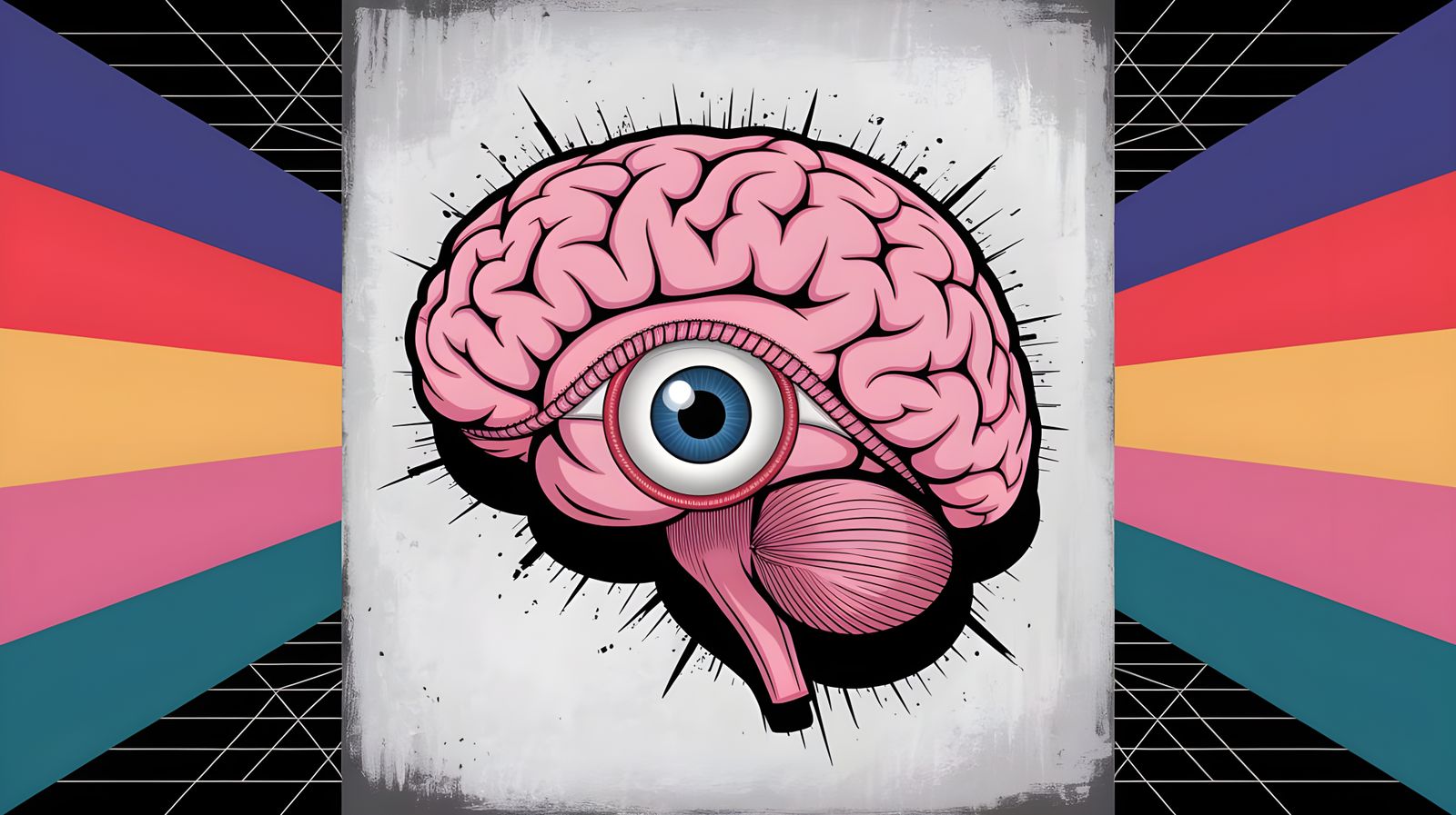 Detailed Pop Art Schematic of Human Brain