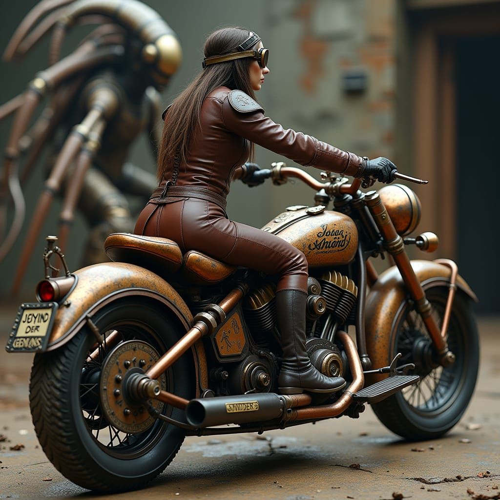 Steampunk Indian Motorcycle in Victorian Era Style