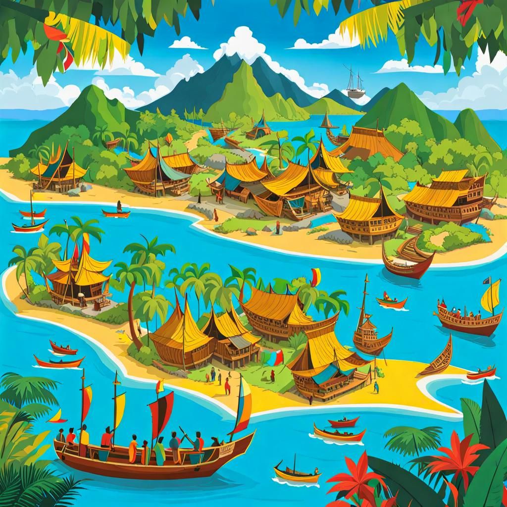 Fantasy Pirate Game on Siasi Island: Cartoon Map