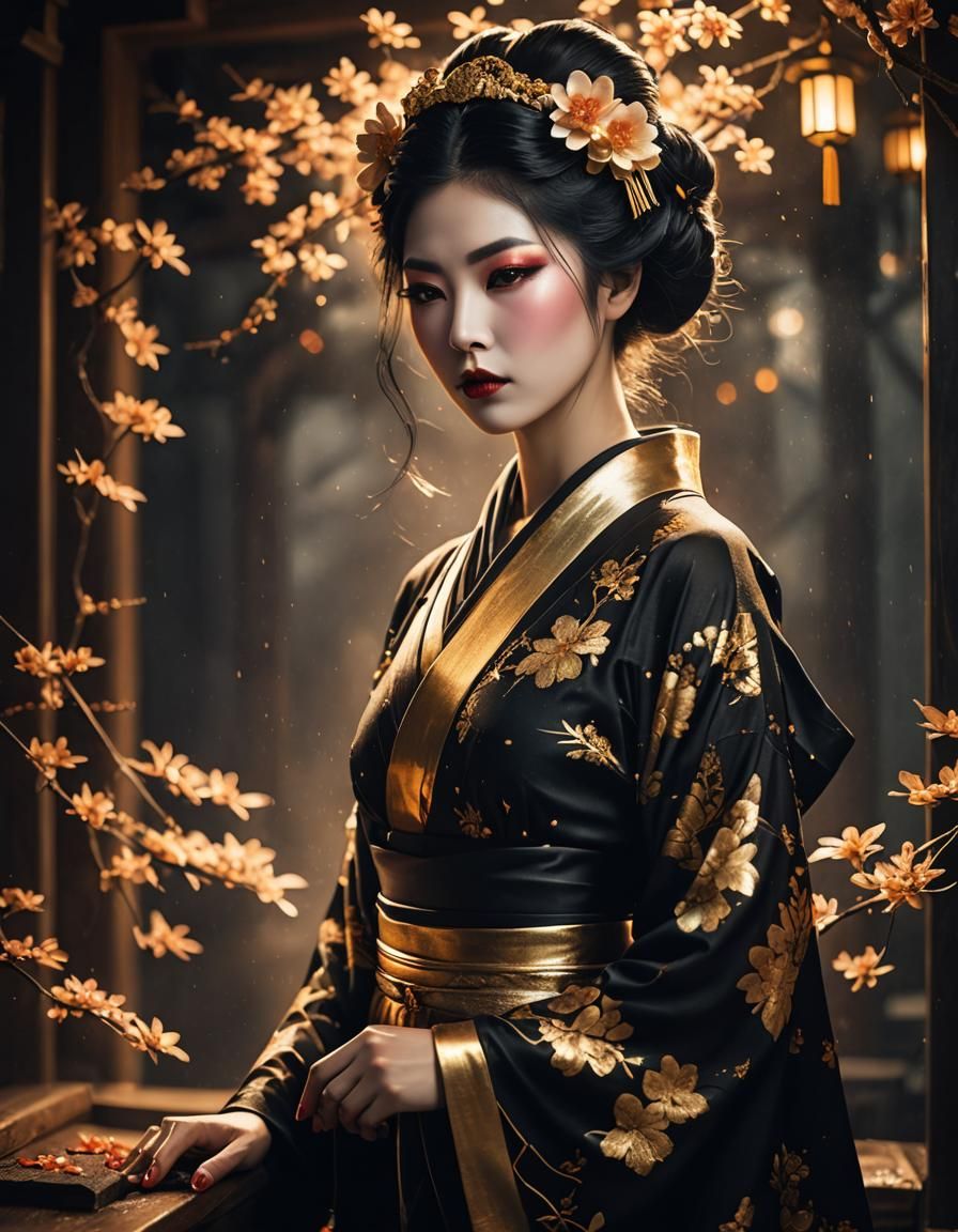 Geisha Portrait with Subtractive Lighting