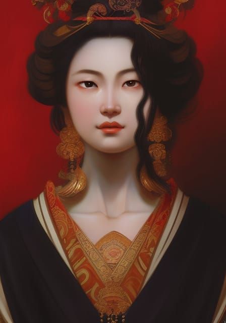 Benzaiten: Japanese Goddess in Synthwave Art Style