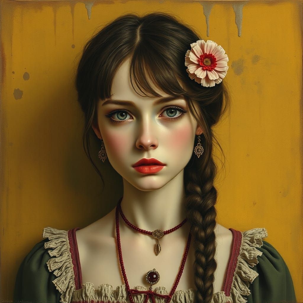 Dreamlike Portrait of a Woman in Oil Painting Style