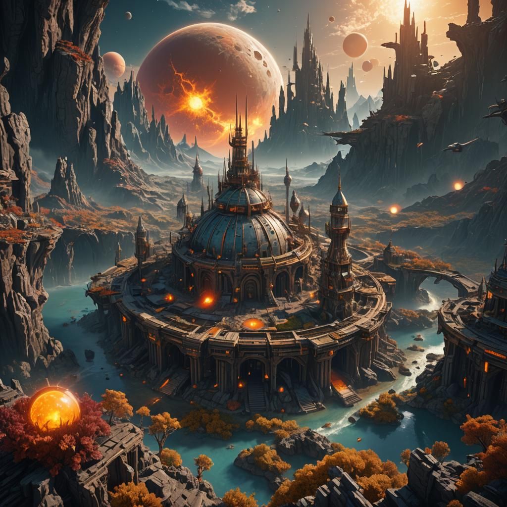 Sun Colony: Detailed Matte Painting in Deep Color