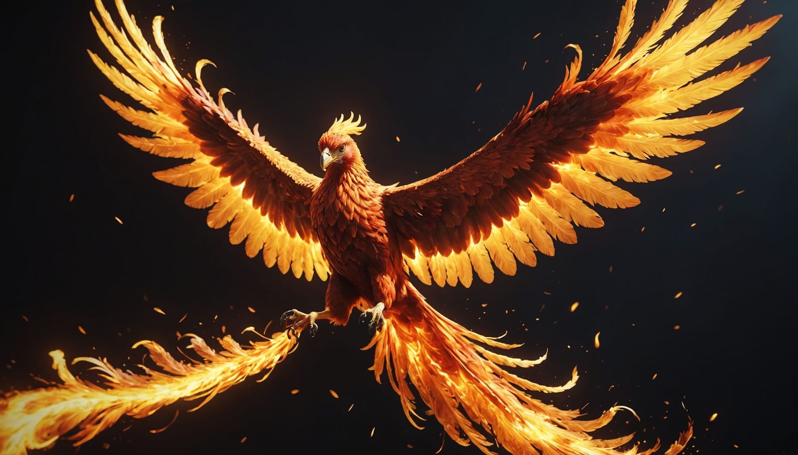 Glowing Phoenix in Mid-Flight