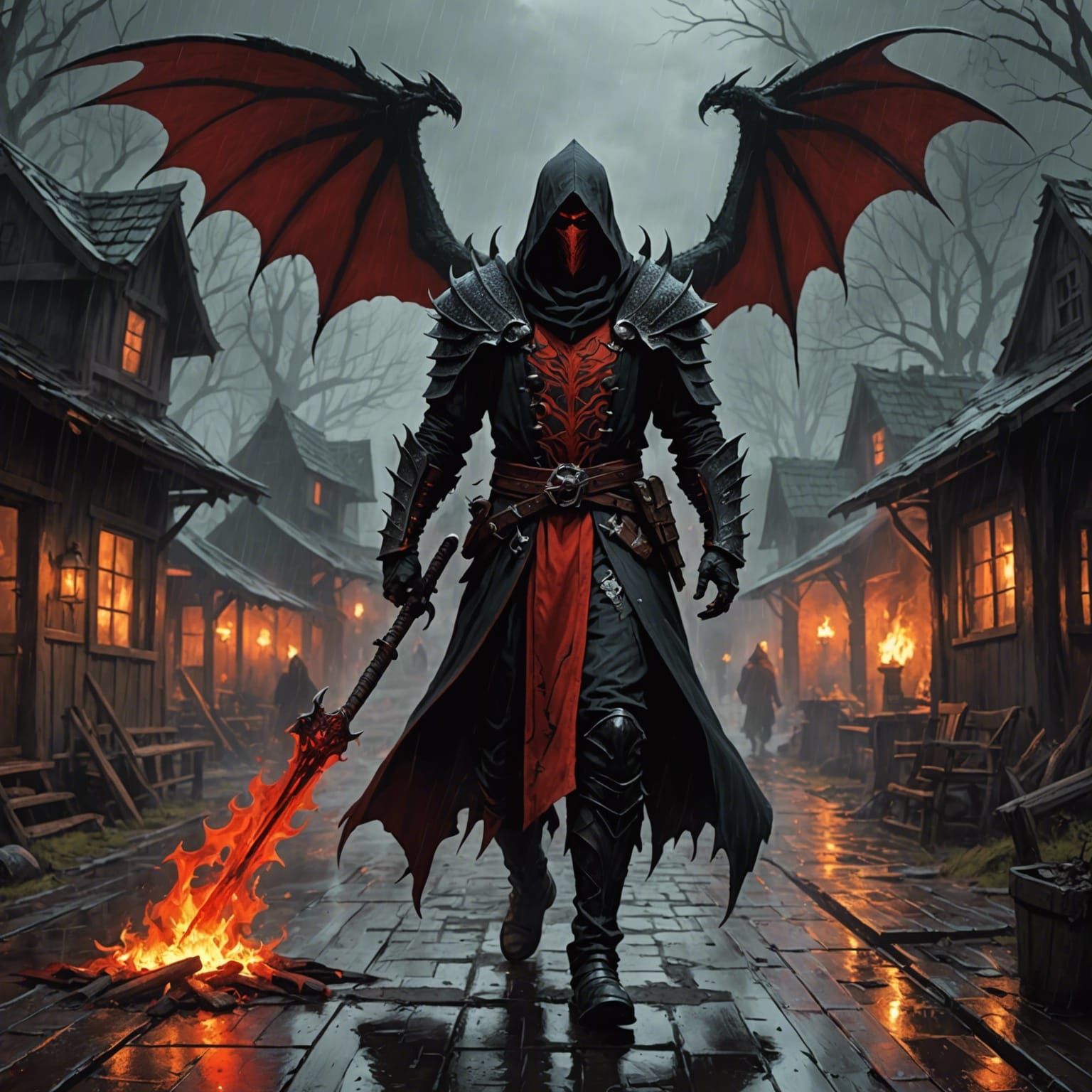 Dragon Drow Sorcerer in Burning Hamlet