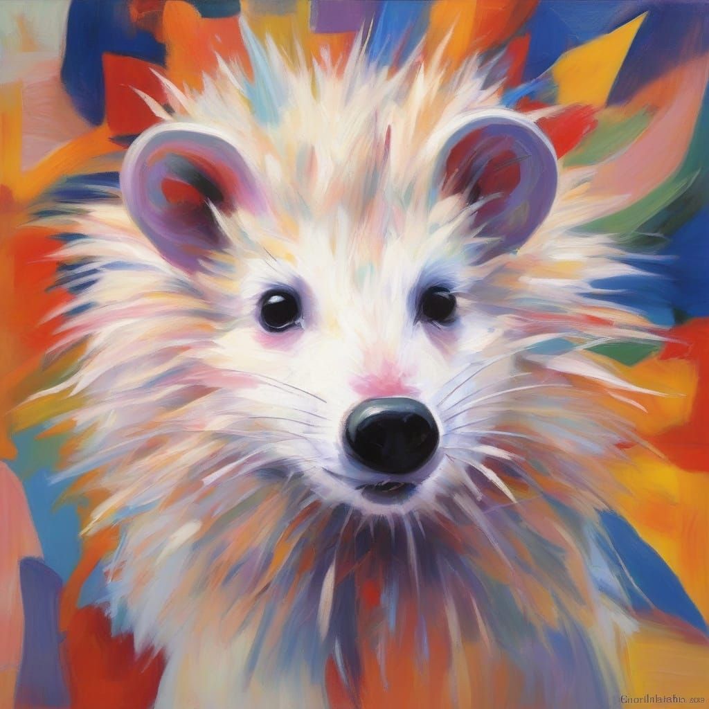 Betelgeuse Hairstyle on White Hedgehog in Fauvist Style