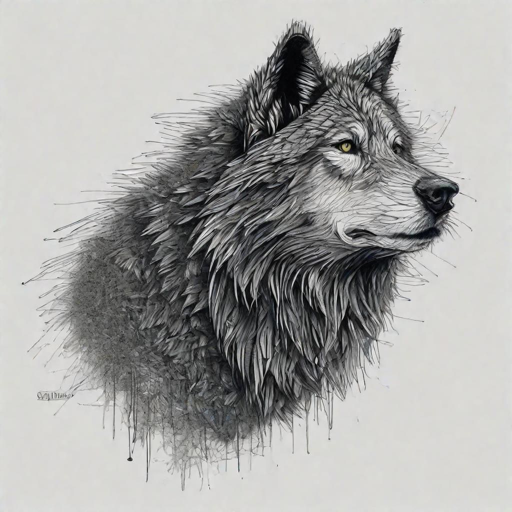 Scribble Art Wolf in Vince Low Style