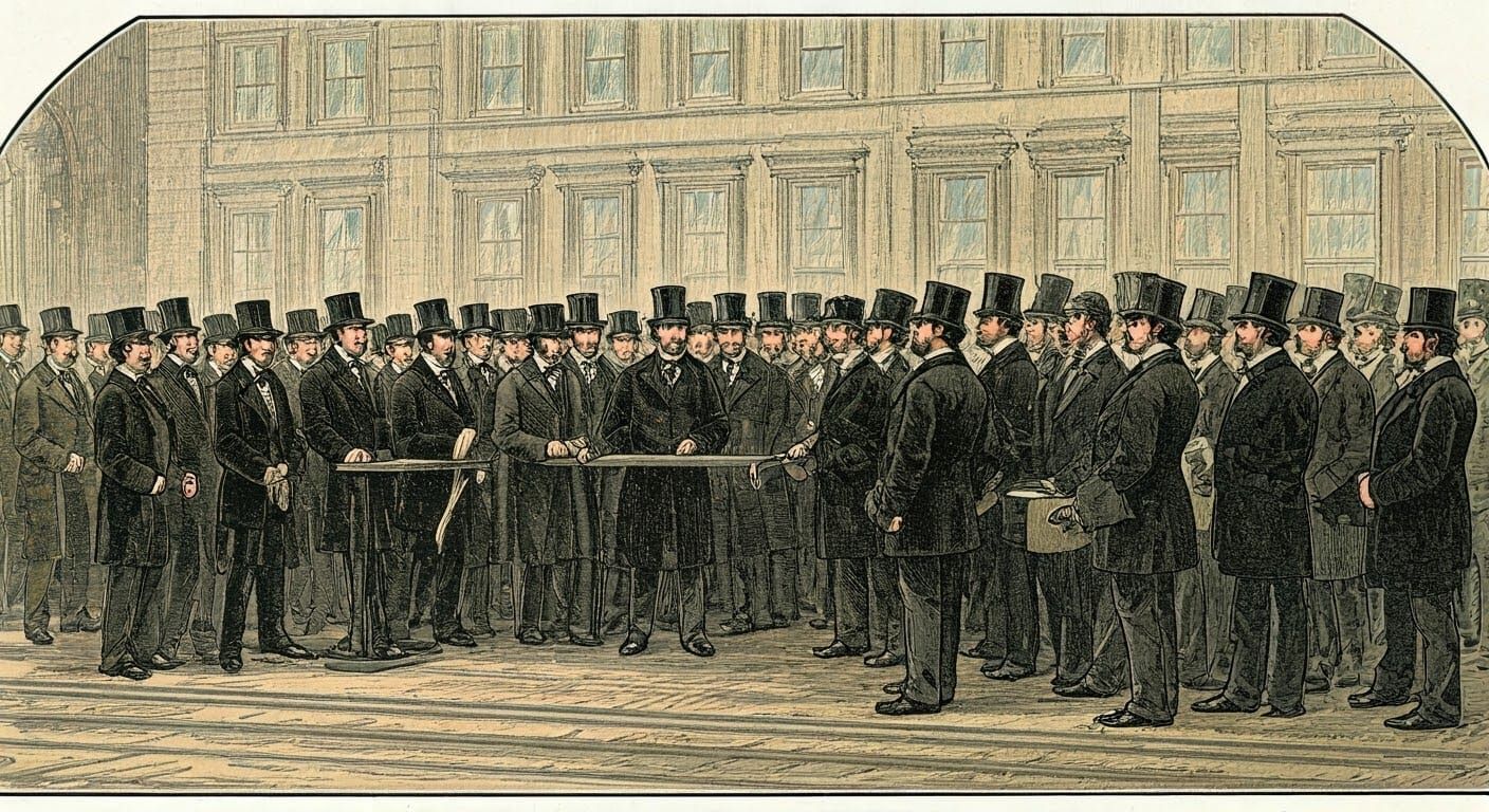Victorian Era Railway Opening in Historical Illustration Sty...
