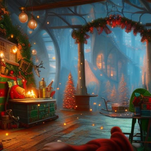 Fantastical Santa's Workshop: Detailed Matte Painting