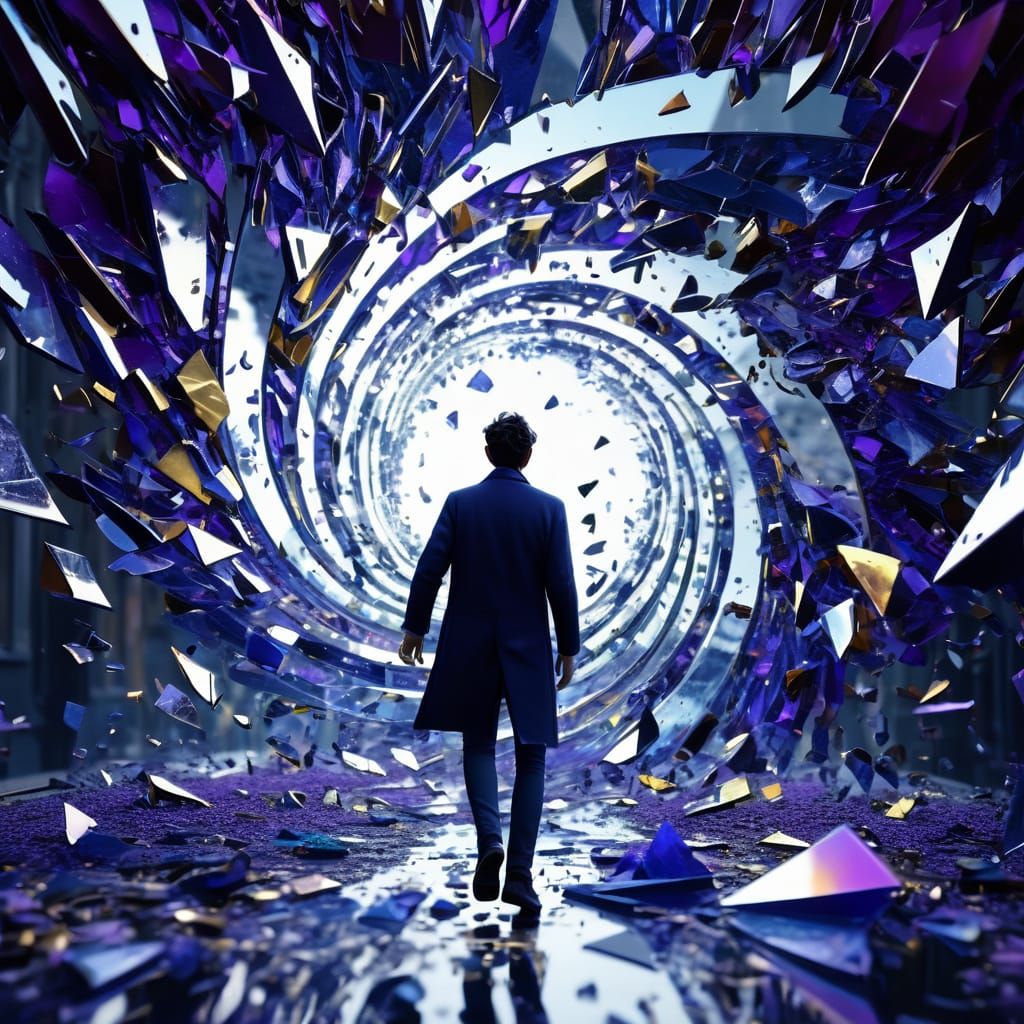 Surreal Shattered Mirror with Hypnotic Depth