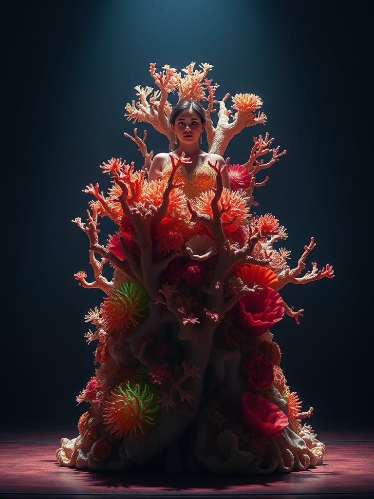 Mystical Coral Reef Ballgown on Stage