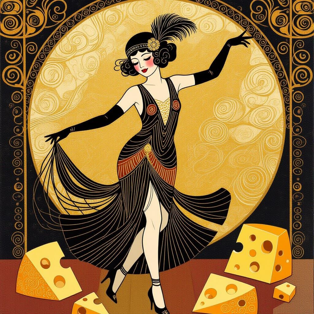 Mouse Girl Cabaret Dance in Art Nouveau Style