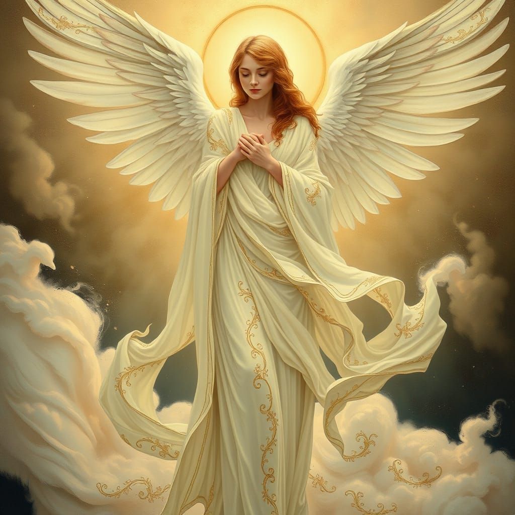 Ethereal Goddess in Gustav Klimt-Inspired Symbolist Style