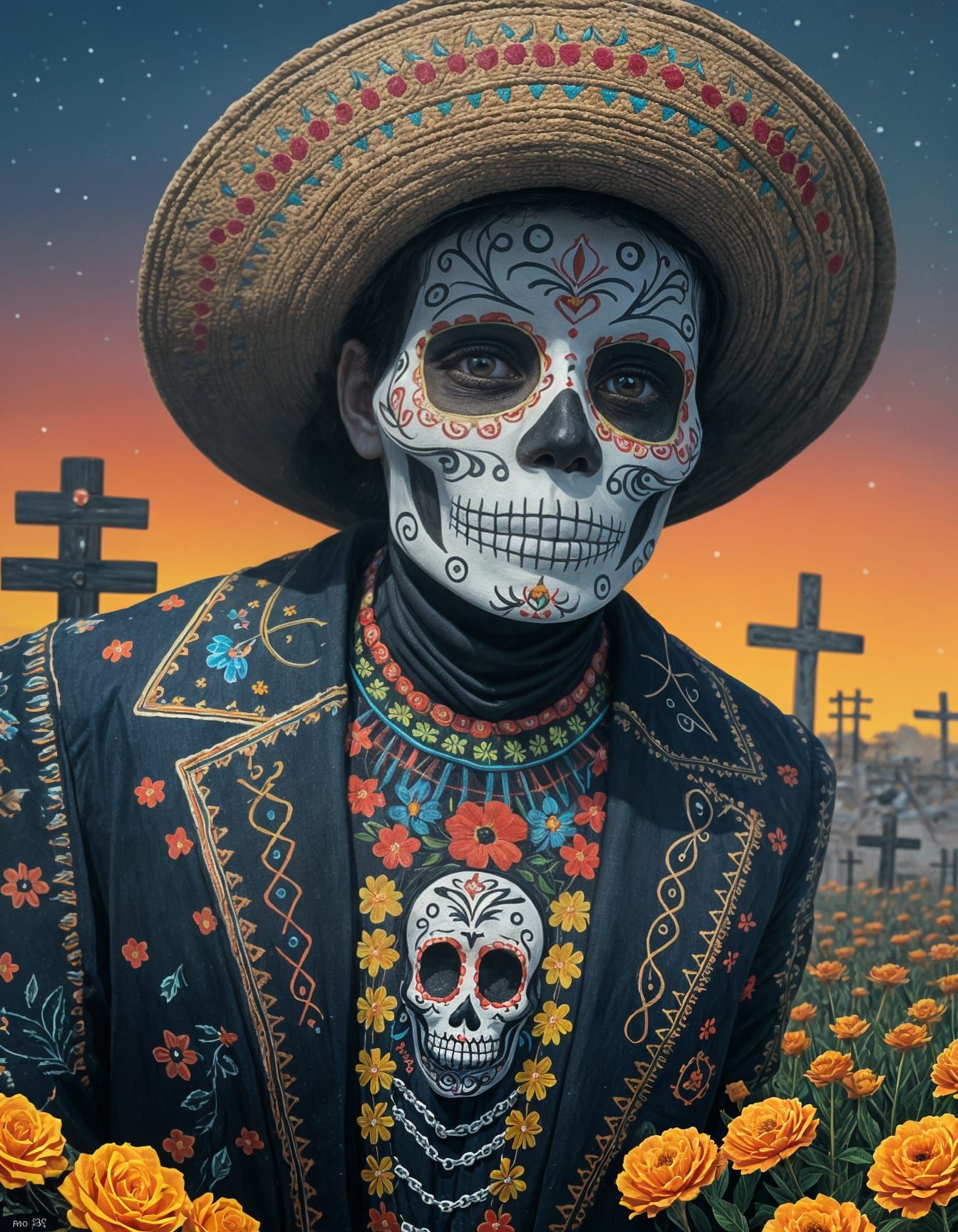 Vibrant Dia de los Muertos Youth Brings Joy in a Detailed 3D...