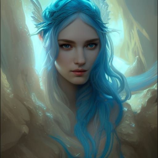 Blue Atlantis Fae Angel Portrait in Unreal Engine 5