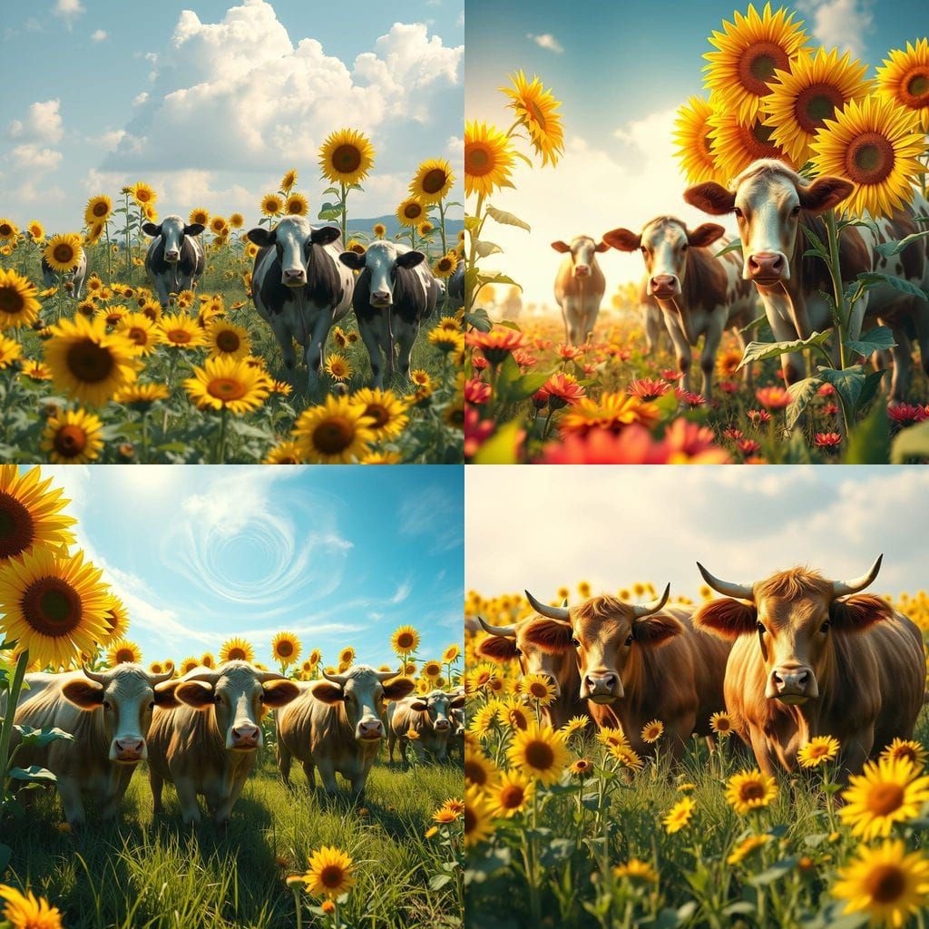 Jersey Cows Amidst Vibrant Sunflowers