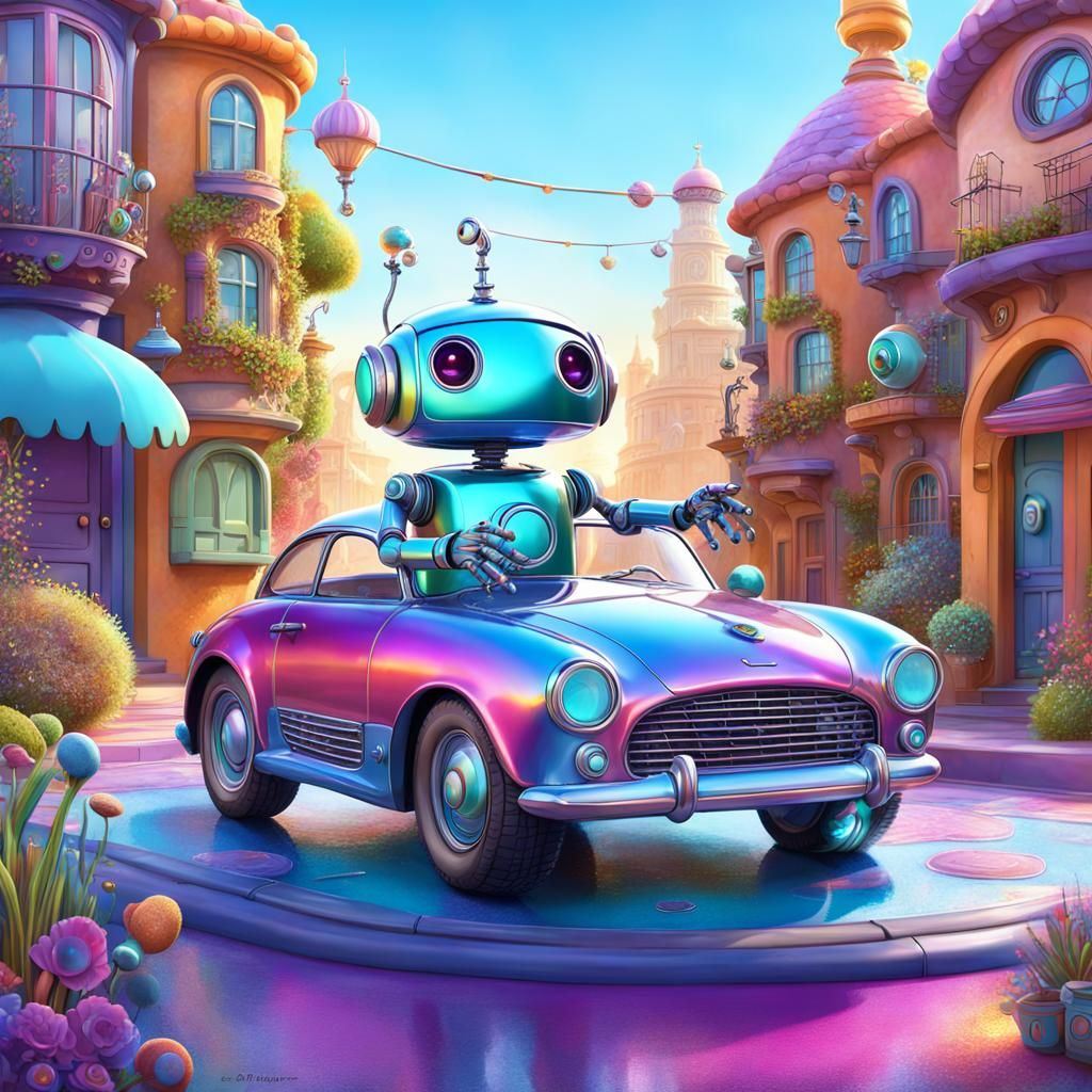 Adorable Robot Running Errands