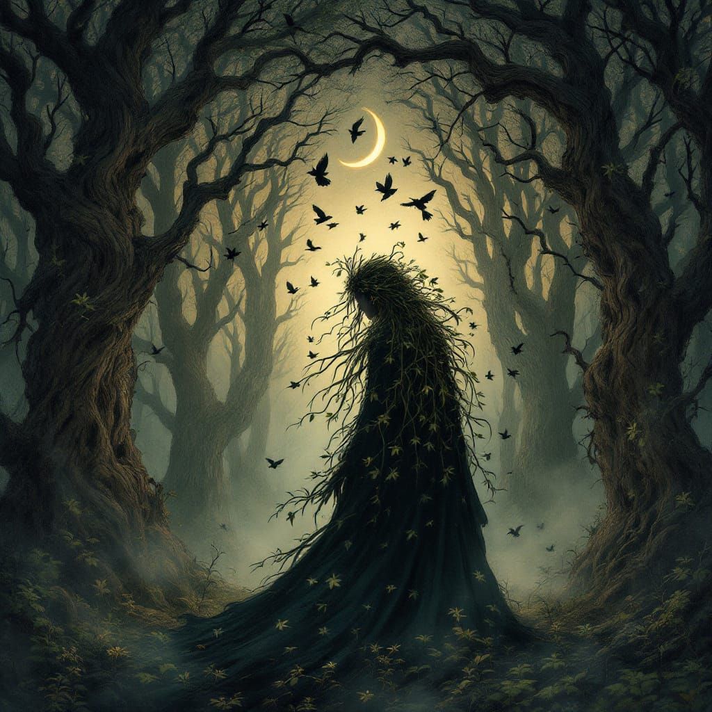 Celtic Deity in Primeval Forest, Ethereal Art