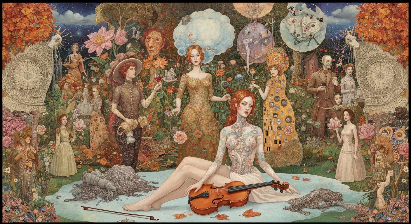 Resilient Woman with Viola in Surreal Digital Art